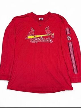 Nike Red Long Sleeve Team Tee with Swoosh